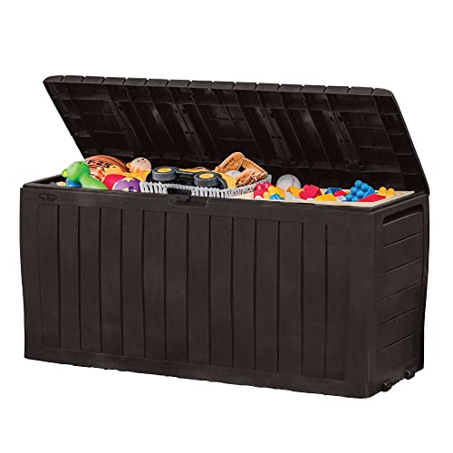 71 Gallon Wood Look All Weather Outdoor Storage Deck Box, Brown