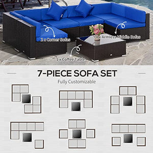 7 Pieces Outdoor Rattan Wicker Furniture Set