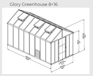 8 Foot Wide Premium Polycarbonate Greenhouse