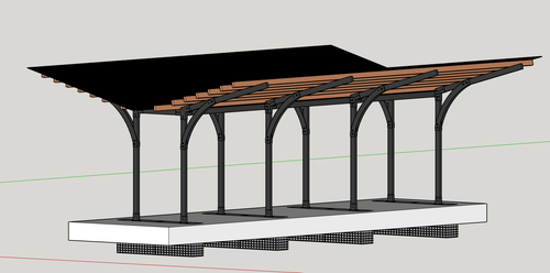 Cantilever Cleaning Shelter with V Roof (24 wide x 28 long x 7 high)