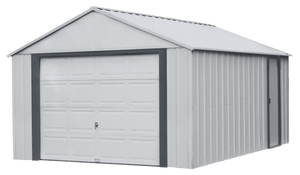 12 Year Steel Garage With Rollup Door Light Grey